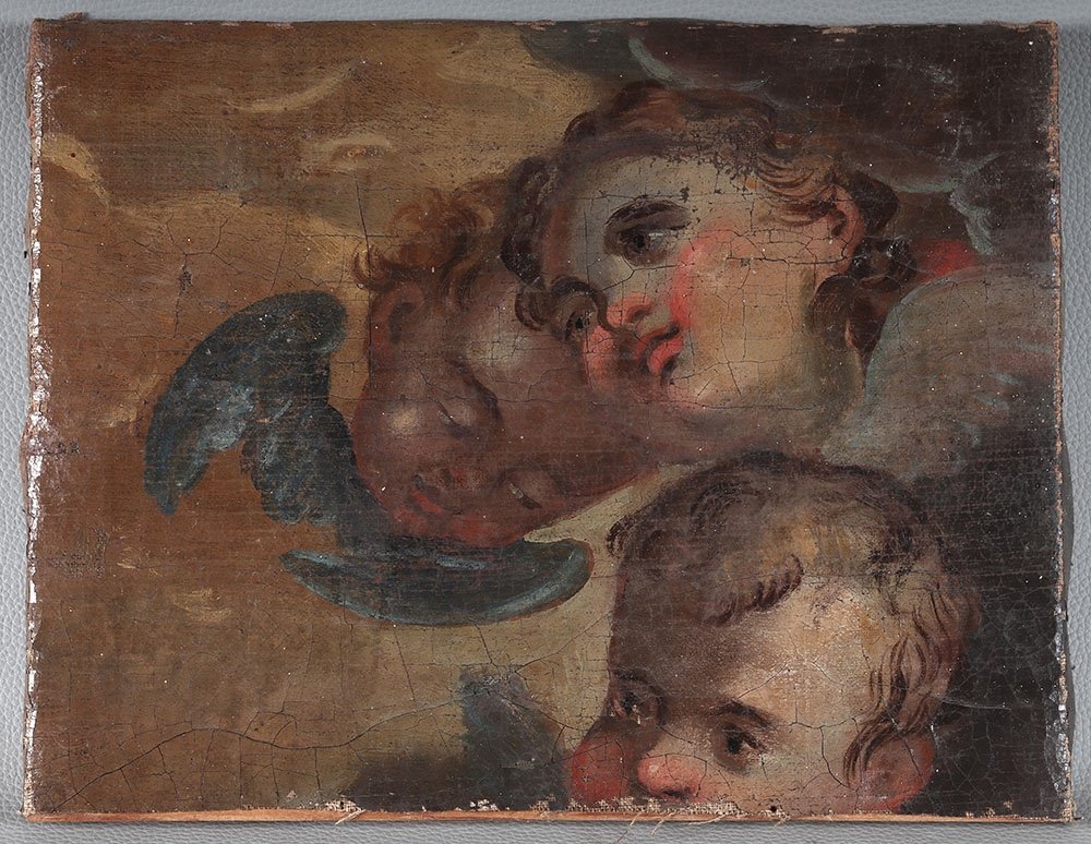 Tableau XVII ème, 3 Têtes d'Angelots