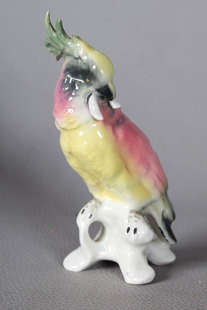 Porcelaine, Perruche, porte un cachet, haut : 13 cm