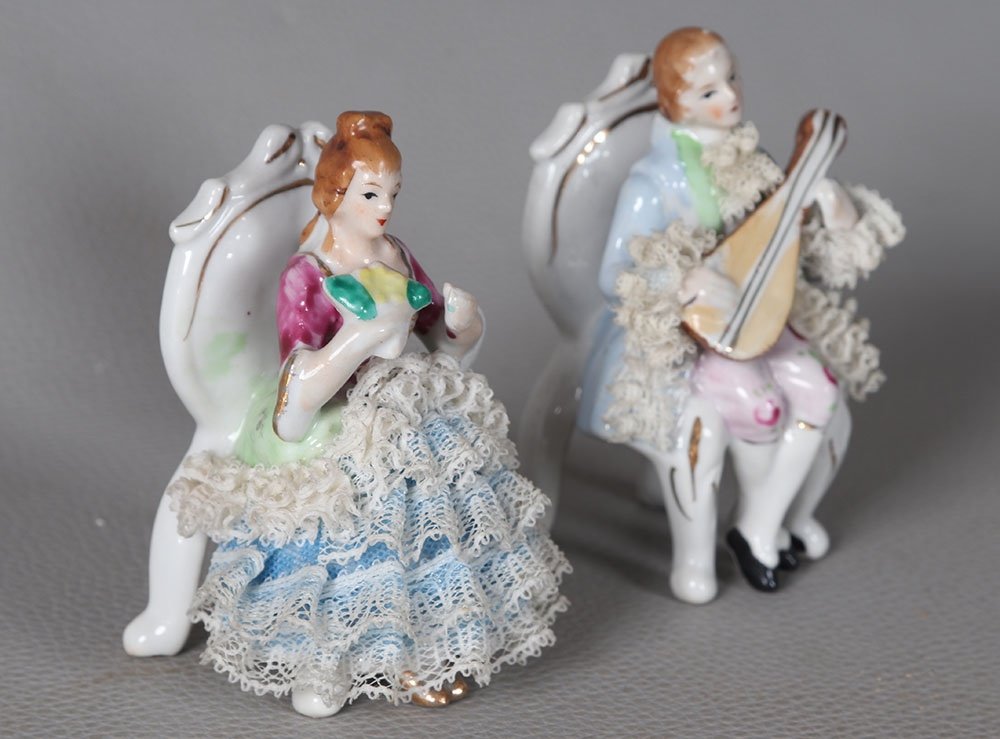 Porcelain Couple, Stamp: Nippon, Height: 9 Cm-photo-2
