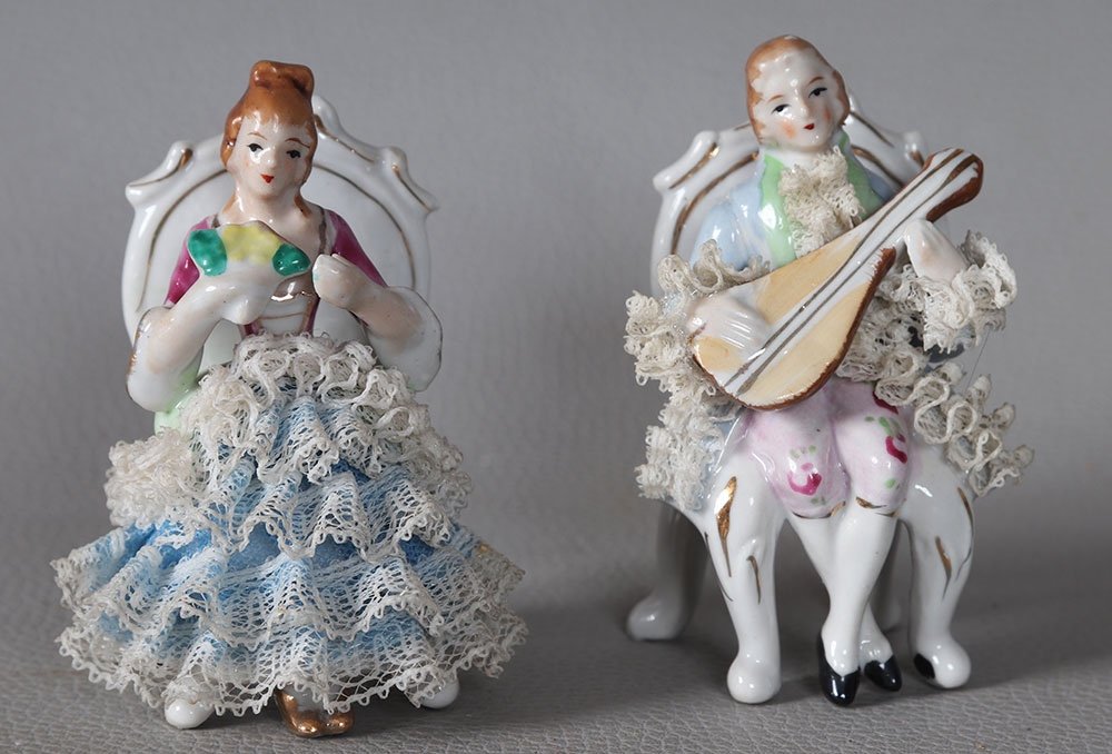 Porcelain Couple, Stamp: Nippon, Height: 9 Cm