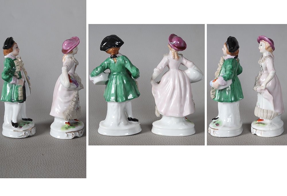 Couple, Porcelaine ancienne, hauteur : 12,5 cm-photo-2