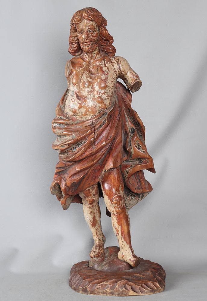 Christ du XVII ème, 88 cm, en bois massif, polychrome