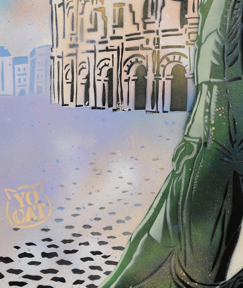 The Arena Of Nîmes, Acrylic, Signed: Yocat, French School, Toreador -photo-3