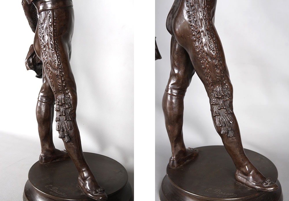 Bronze Tauromachie, 67 cm, vers 1910, de Edmond DESCA 1855/1918, Matador, Toréador-photo-4