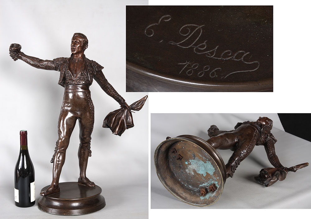 Bronze Tauromachie, 67 cm, vers 1910, de Edmond DESCA 1855/1918, Matador, Toréador-photo-2