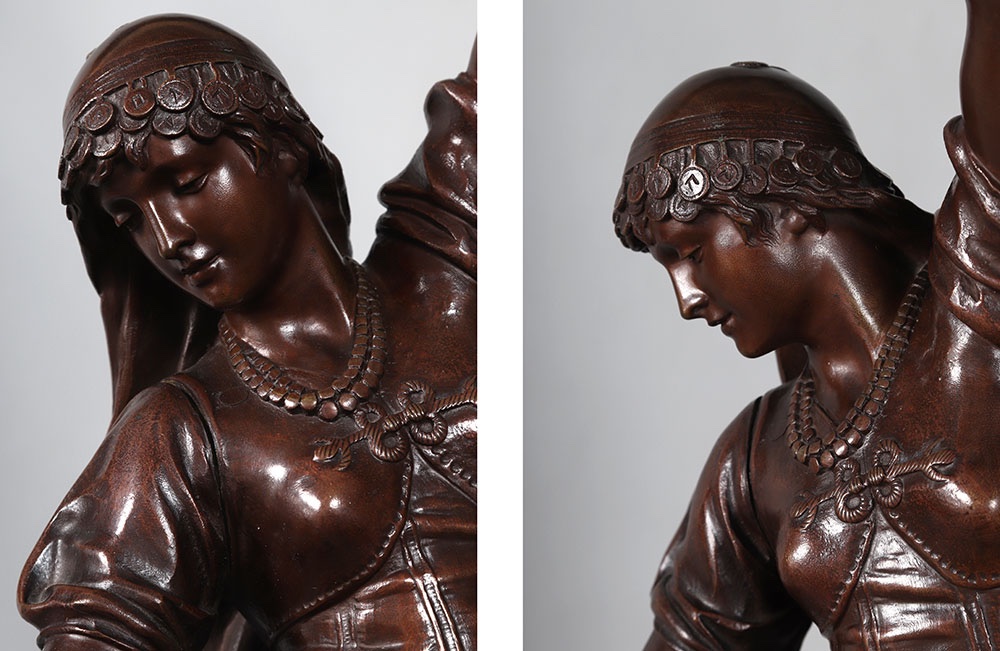 Bronze XIX ème, Eugène MARIOTON 1857 / 1933, Esméralda et sa chèvre.-photo-3