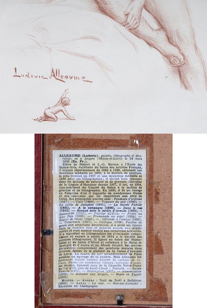 Sanguine de Ludovic ALLEAUME 1859 / 1941, Nue, Ecole Française -photo-3