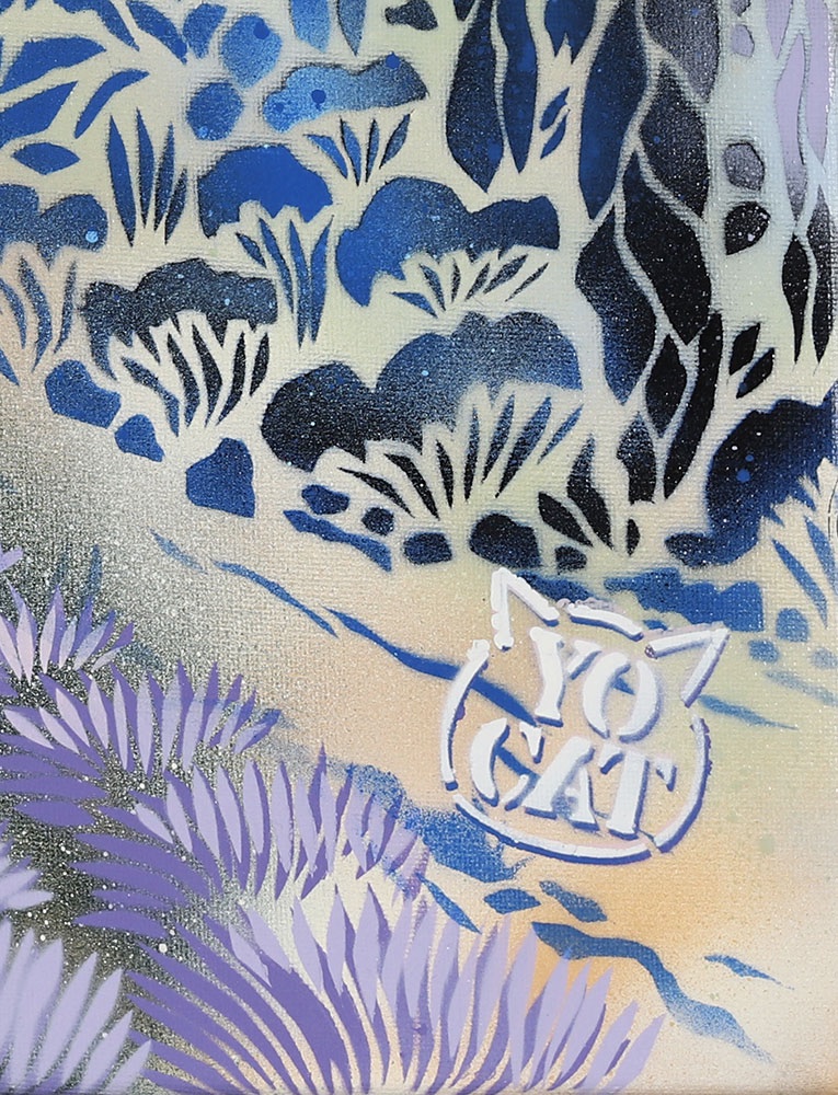 La Provence, acrylique signé : Yocat, les lavandes, Ecole Française-photo-3