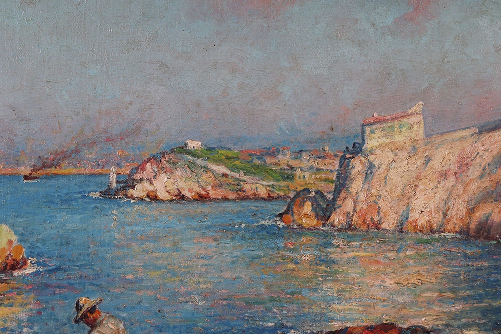 Signed William, Circa 1900, Impressionist Style Seascape, -photo-2