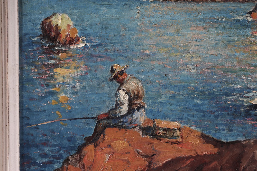 Signed William, Circa 1900, Impressionist Style Seascape, -photo-3