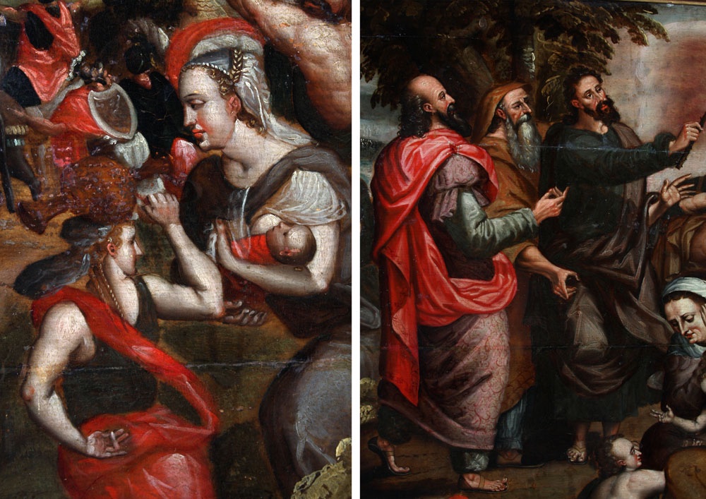Ecole Flamande XVI ème, 130 cm, Atelier Maître Fils Prodigue 1530/1580, passage Mer Rouge-photo-1
