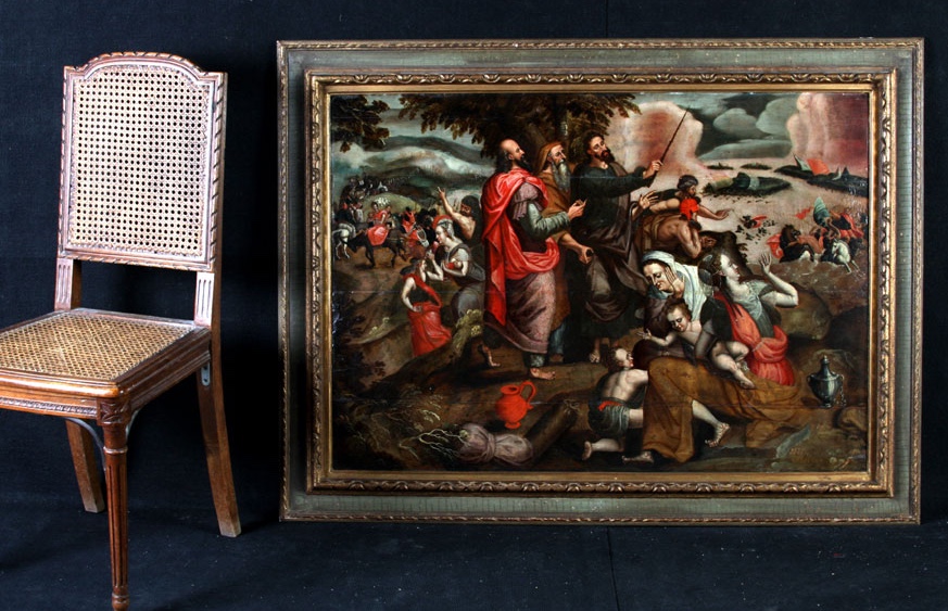 Ecole Flamande XVI ème, 130 cm, Atelier Maître Fils Prodigue 1530/1580, passage Mer Rouge