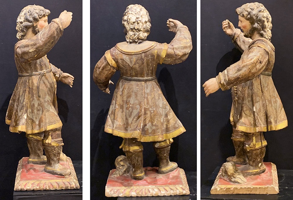 Saint Isidore, du XVII ème, 60 cm, Ecole Espagnole, bois polychrome et feuille d’or-photo-4