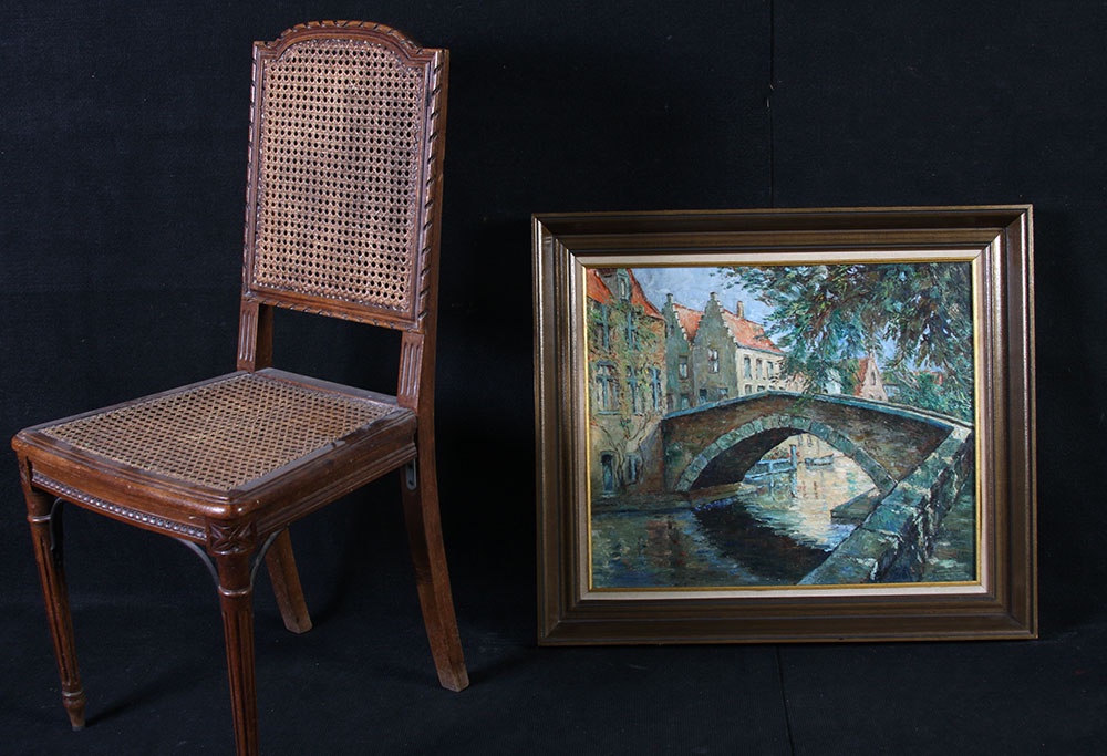 Vue de Bruges, 75 cm, Belgique, signé : L. Dupont, Ecole Belge-photo-2