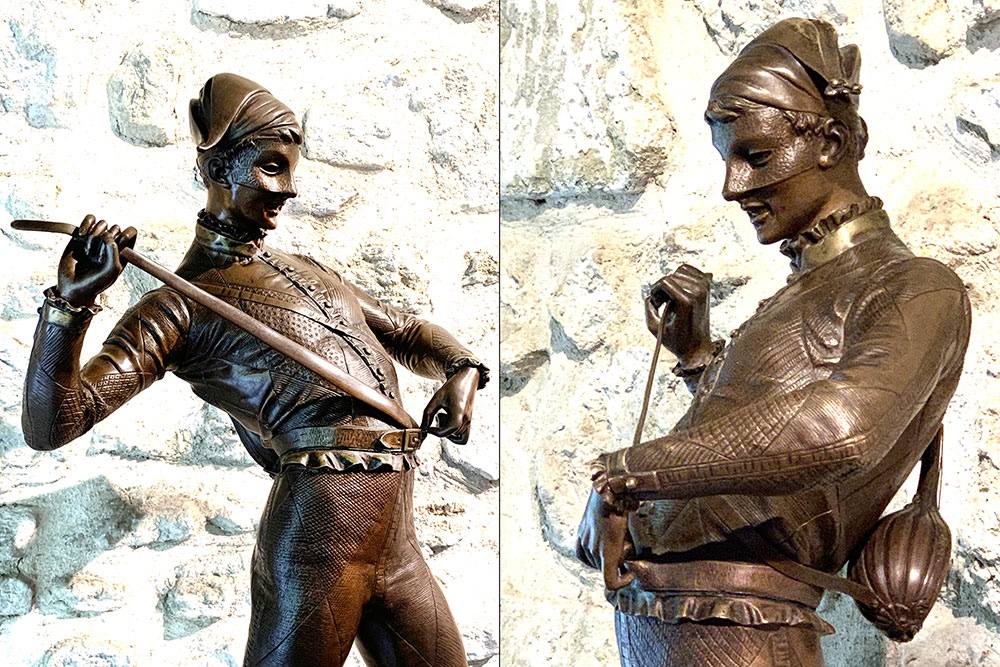 Large 19th Century Bronze, 85 Cm, Signed Paul Dubois 1829/1905, Harlequin-photo-3