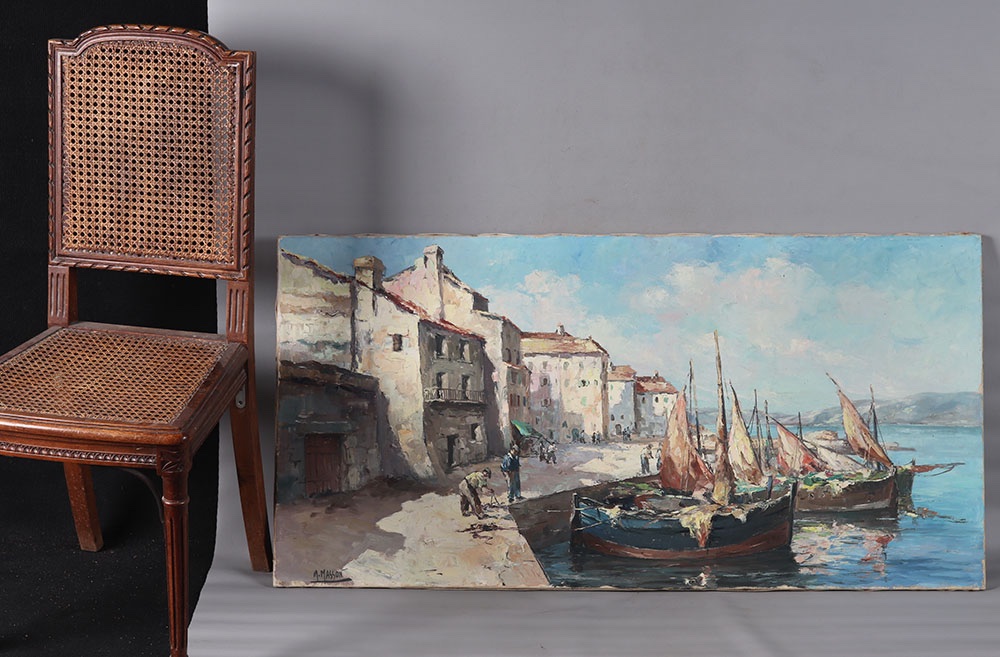 Martigues, 120 cm, Marcel MASSON ( Antoine BLANCHARD) 1910/1988, Côte d’Azur, Ecole Française P-photo-2