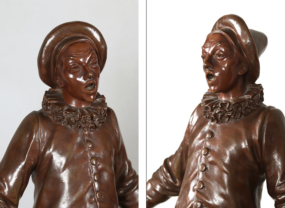 Adrien Gaudez 1845/1902, Bronze 55 Cm, Pierrot, 19th Century -photo-2