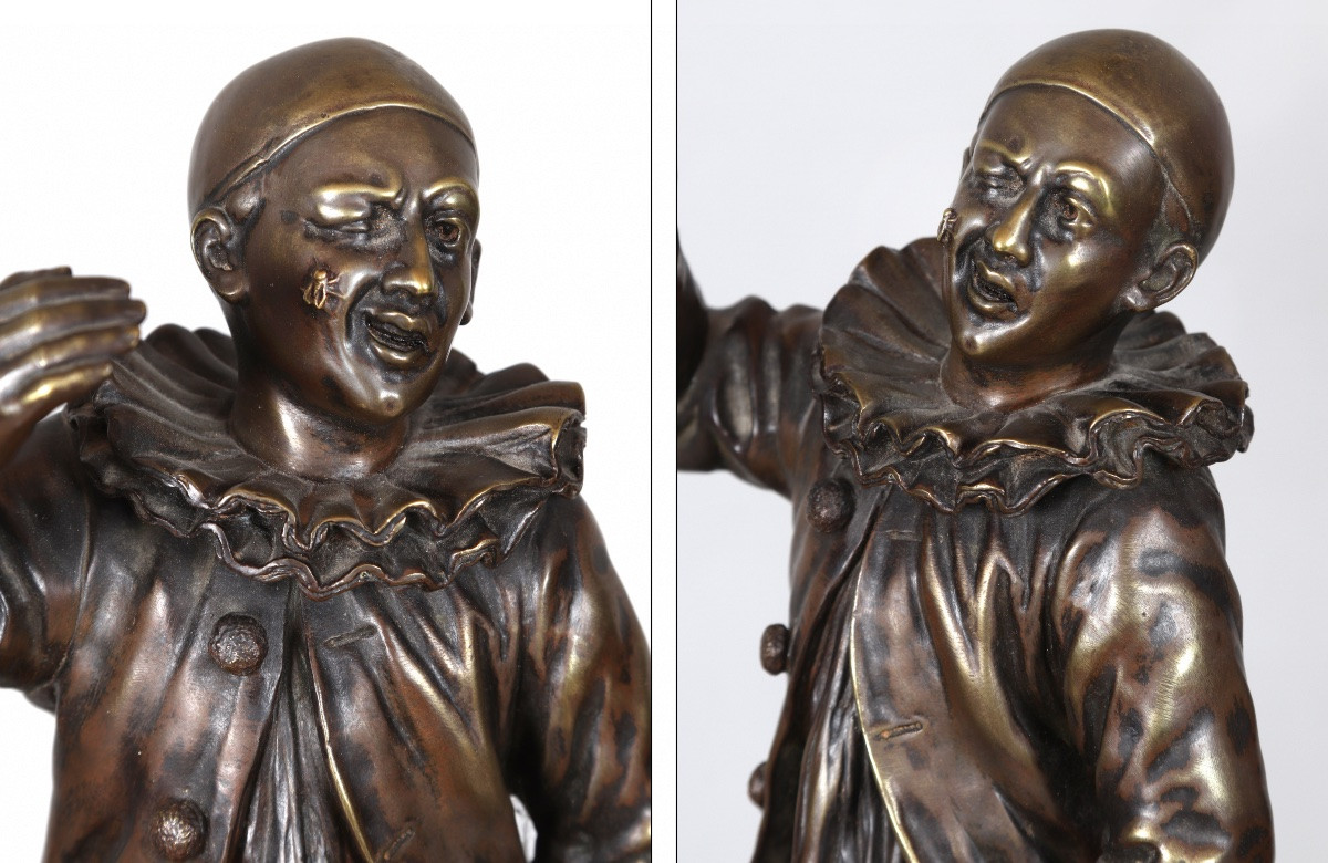 Emile ENGLER, Bronze fin XIX ème, 37 cm, Pierrot à la mouche-photo-2