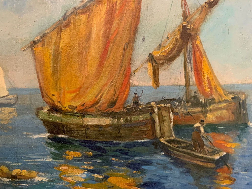 Côte d'Azur, 100 Cm, Signed: Charles Blondin, Circa 1950, Provence, Marine-photo-3