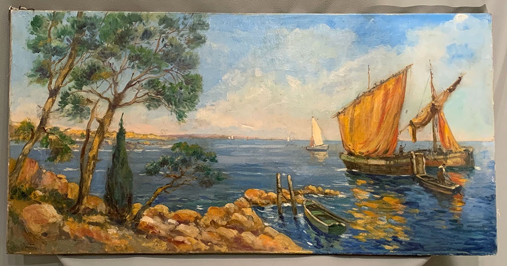 Côte d'Azur, 100 Cm, Signed: Charles Blondin, Circa 1950, Provence, Marine