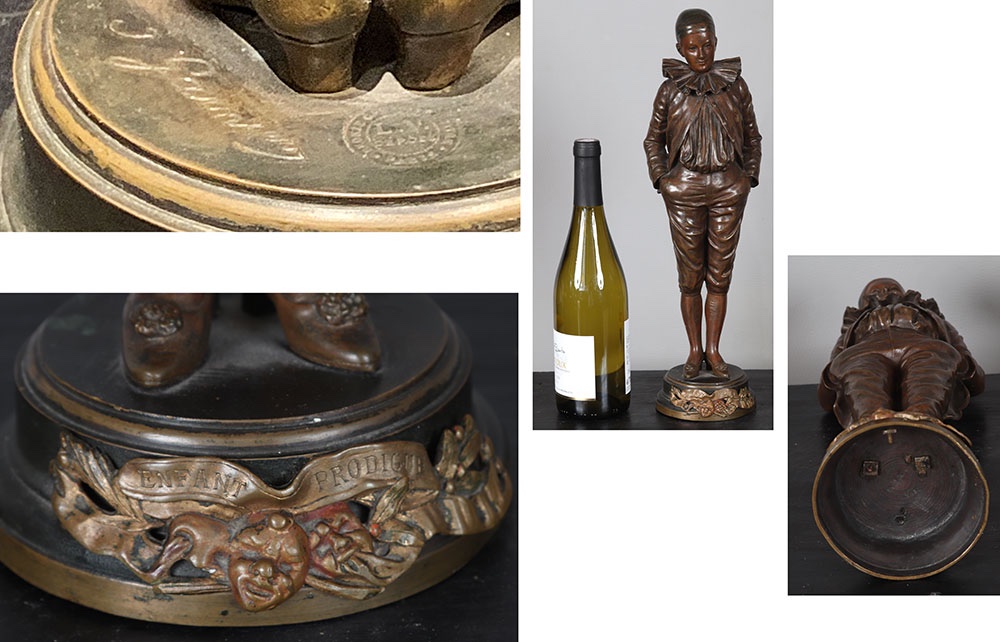Jean Garnier 1853/1910, Bronze 19th Century, 43 Cm, Pierrot-photo-4