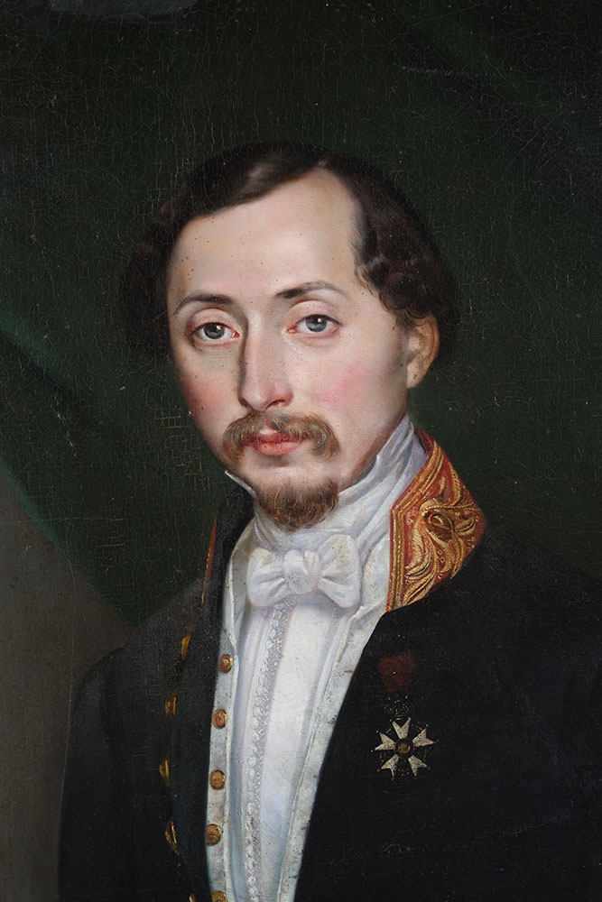 Grand portrait, 150 cm, de Louise PHALIPON, daté 1849, ingénieur en chef des Ponts et Chaussées-photo-3