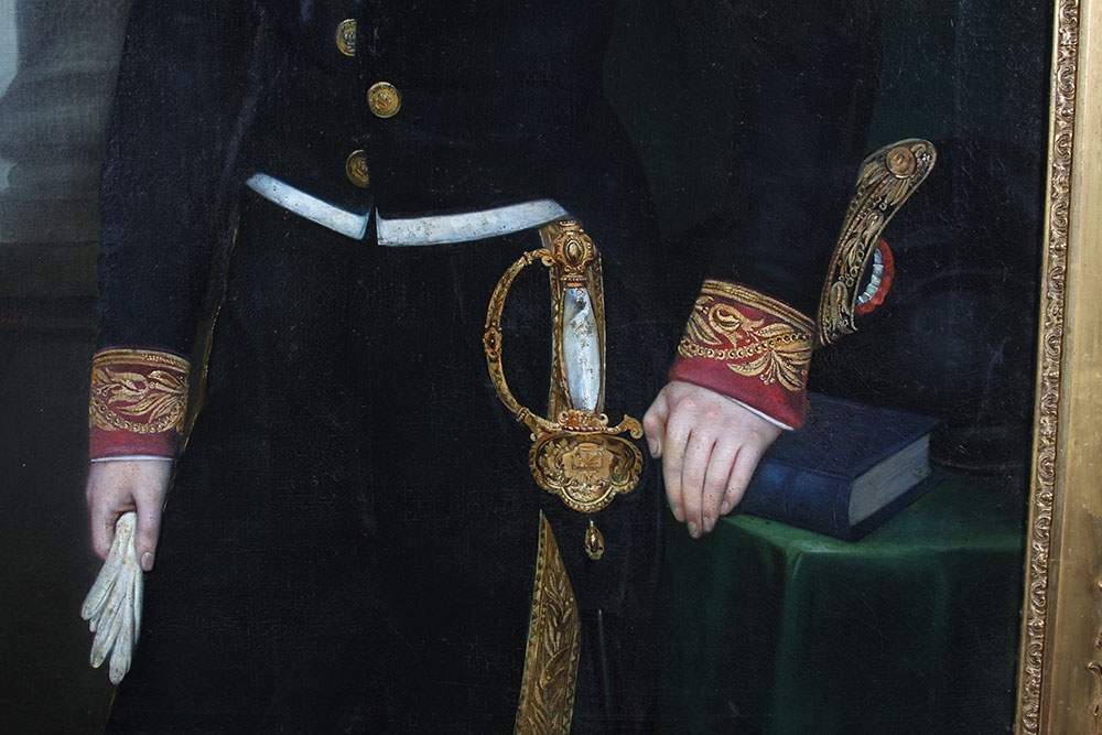 Grand portrait, 150 cm, de Louise PHALIPON, daté 1849, ingénieur en chef des Ponts et Chaussées-photo-4