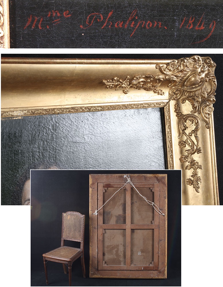 Grand portrait, 150 cm, de Louise PHALIPON, daté 1849, ingénieur en chef des Ponts et Chaussées-photo-1