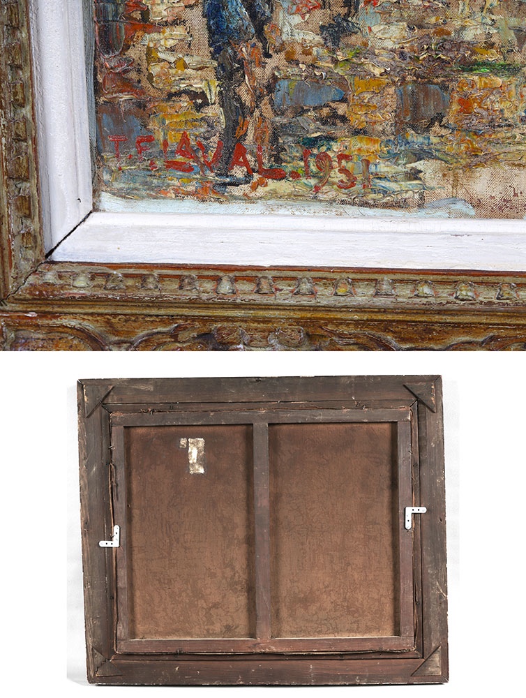 Fernand LAVAL, 100 cm, Paris, daté de 1951, Les Halles, église Saint Eustache-photo-1