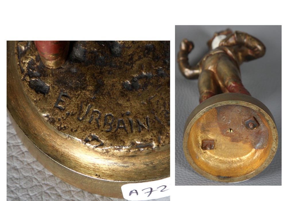 Chryséléphantine, Eugène URBAIN 1855/1934, Soldat enfant, bronze, Epoque 19 ème-photo-4