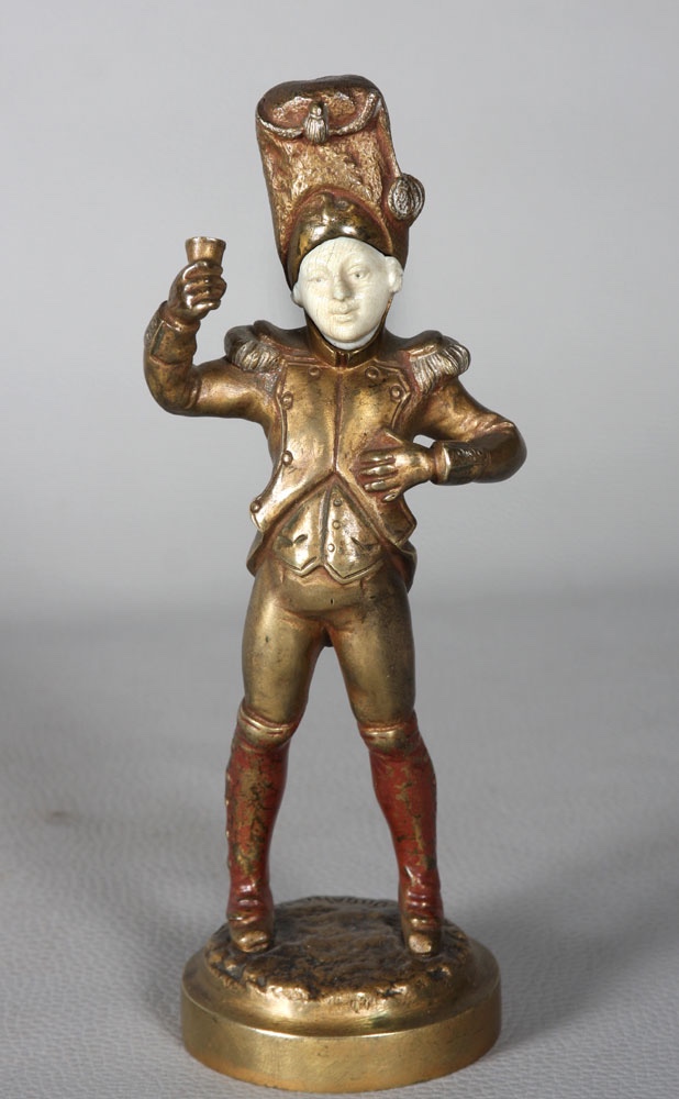 Chryséléphantine, Eugène URBAIN 1855/1934, Soldat enfant, bronze, Epoque 19 ème