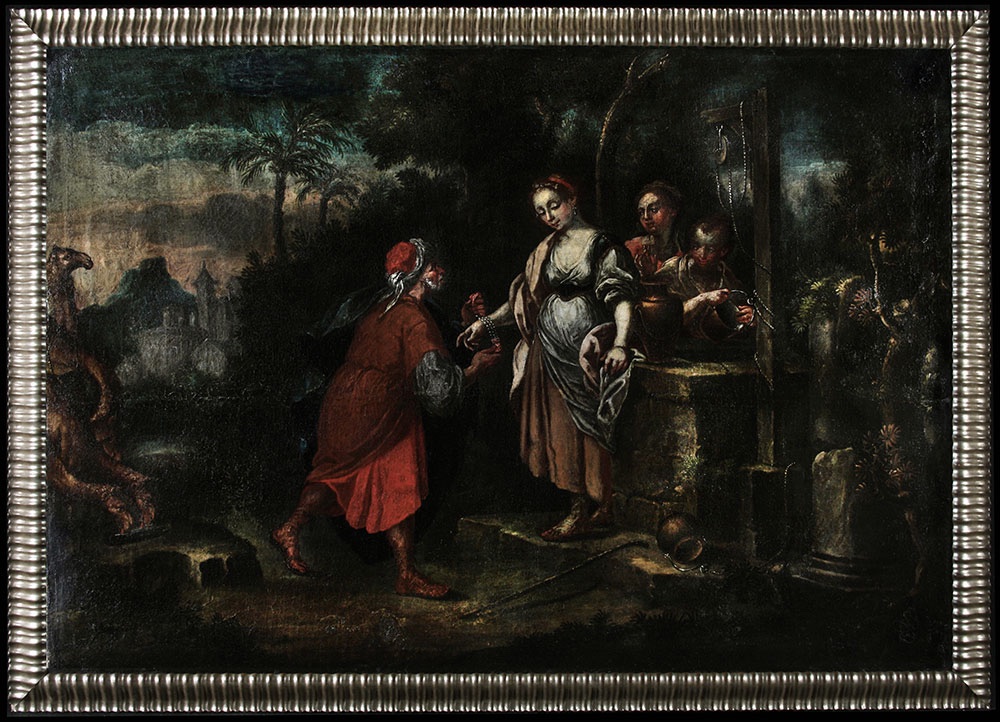 Ecole Flamande XVII ème, 155 cm, cercle de Martin de VOS, Rebecca et Eliezer-photo-2