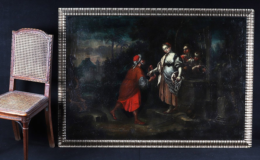 Ecole Flamande XVII ème, 155 cm, cercle de Martin de VOS, Rebecca et Eliezer