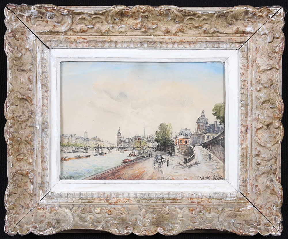 Frank Will (frank Boggs), Paris, Quai De Seine, Pont Des Arts, Watercolor