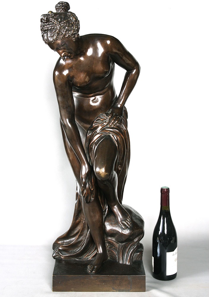 Grand Bronze XIX ème, 86 cm, Christophe Gabriel ALLEGRAIN 1710/1795, Vénus au bain -photo-2
