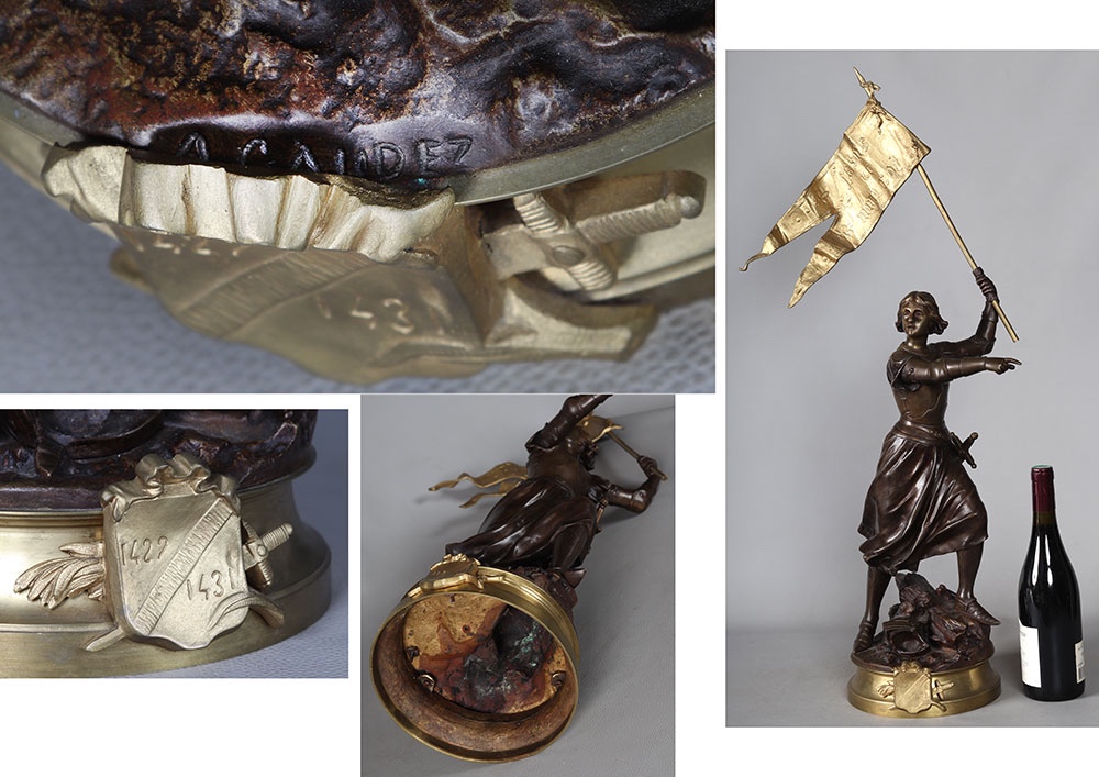 Bronze XIXème, 80 cm, Adrien GAUDEZ 1845/1902, Jeanne d’Arc-photo-1