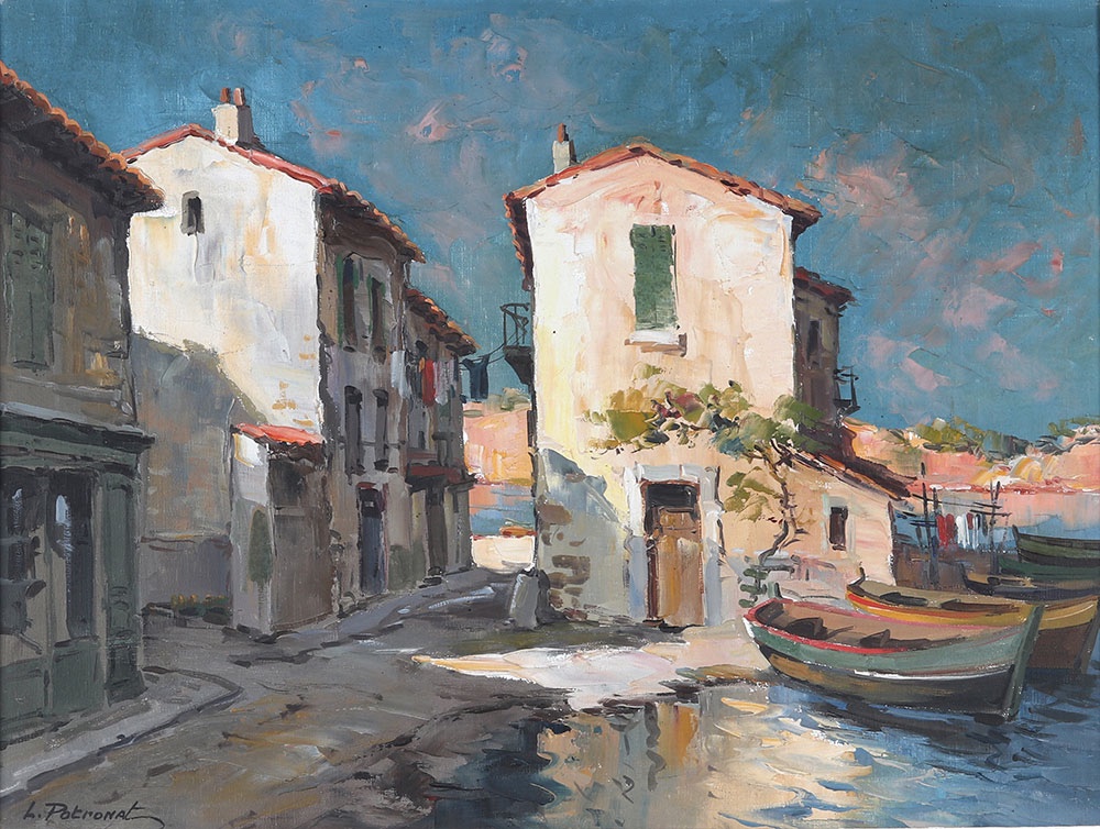Signé Lucien POTRONAT 1899 / 1973 , 76 x 61 cm, Martigues « le miroir aux oiseaux »-photo-2