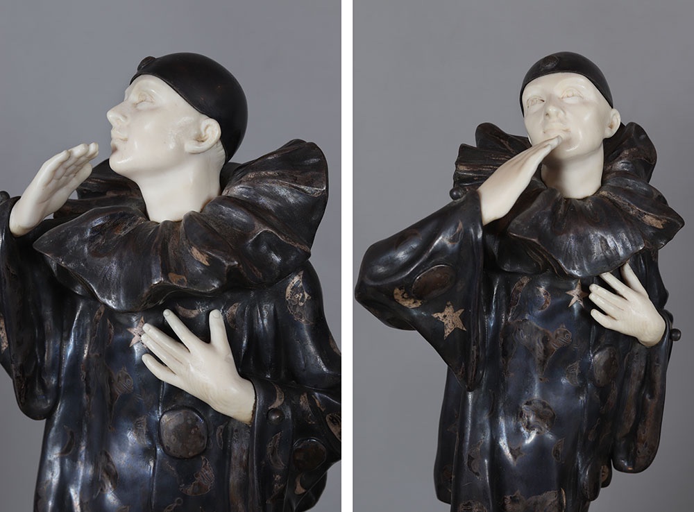 Claude Mirval 1889/1973, Chryséléphantine, 55 Cm, Art Deco, Pierrot -photo-4