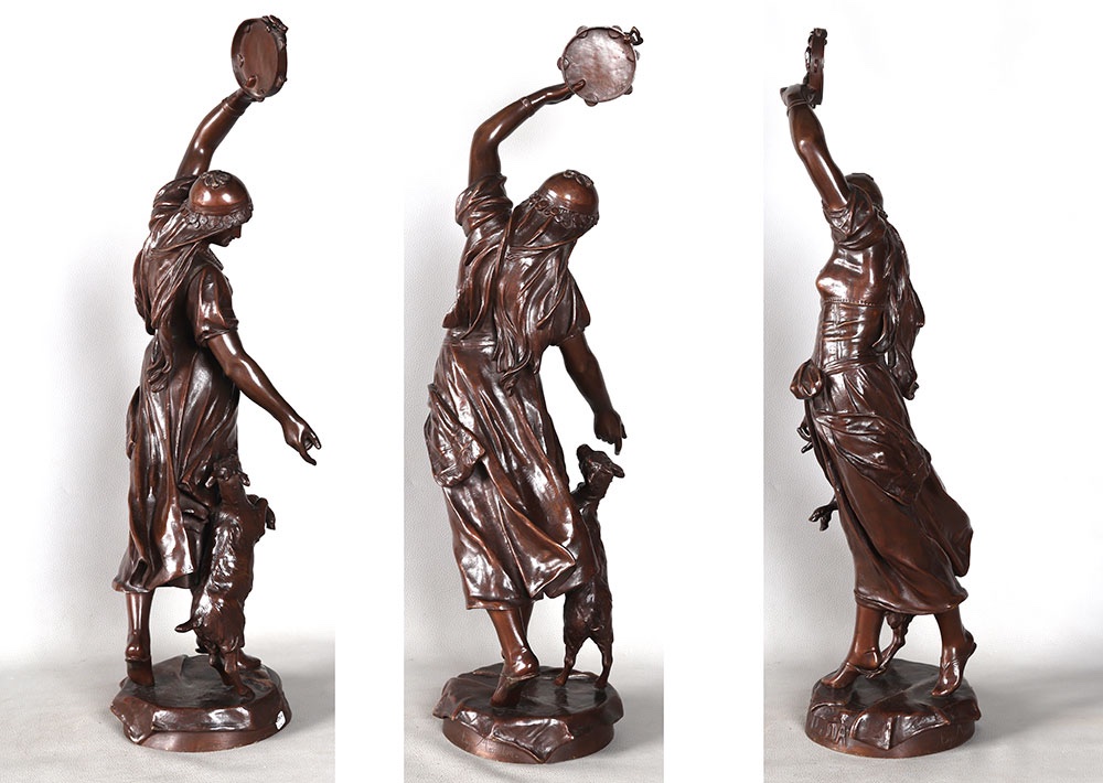 Proantic: 19th Century Bronze, Eugène Marioton, 70 Cm, Esmeralda And H