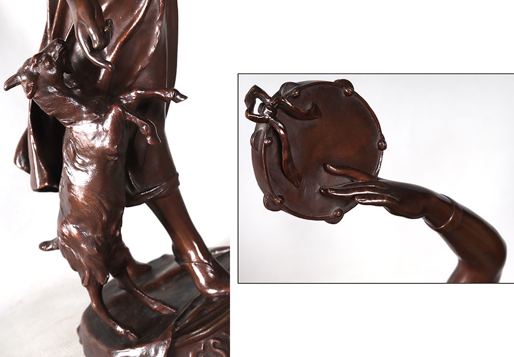 Bronze XIX ème, Eugène MARIOTON, 70 cm, Esméralda et sa chèvre.-photo-1