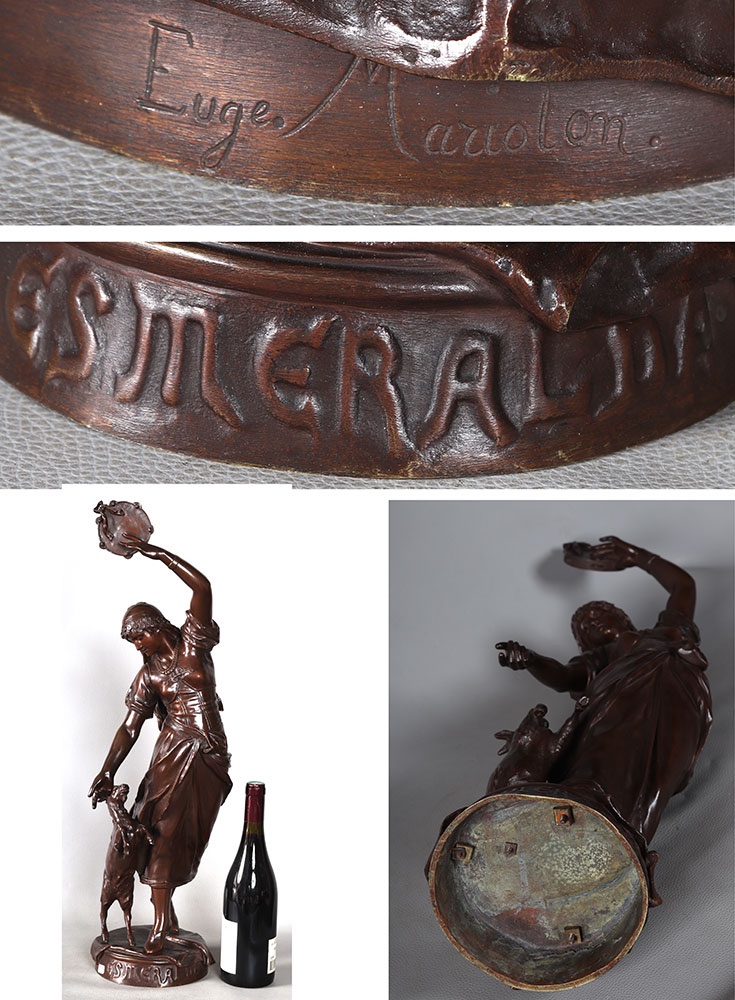 Bronze XIX ème, Eugène MARIOTON, 70 cm, Esméralda et sa chèvre.-photo-2
