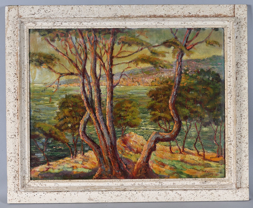 Impressionist Painting From 1949, Signed, The French Riviera, 78 Cm, The Esterel, South Of France, Seascape.