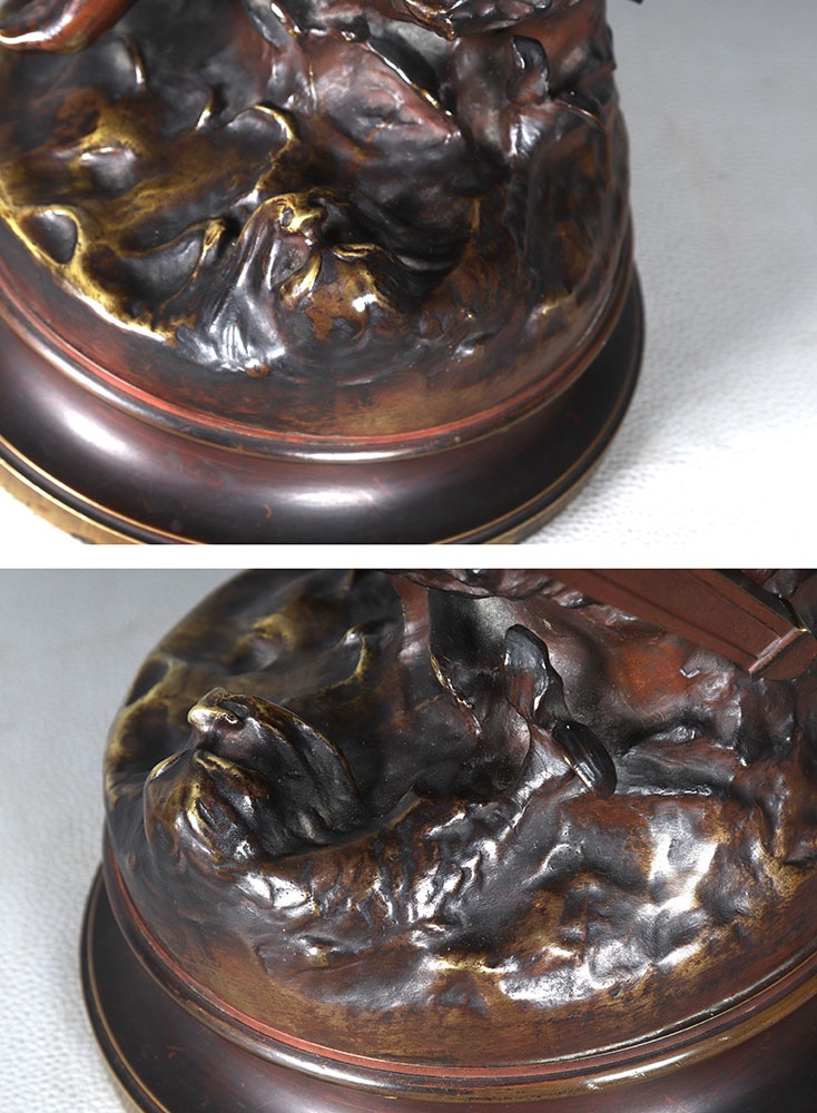 19th-century Bronze, 66 Cm, Lucienne Signoret Ledieu, Diana The Huntress At The Spring   -photo-4