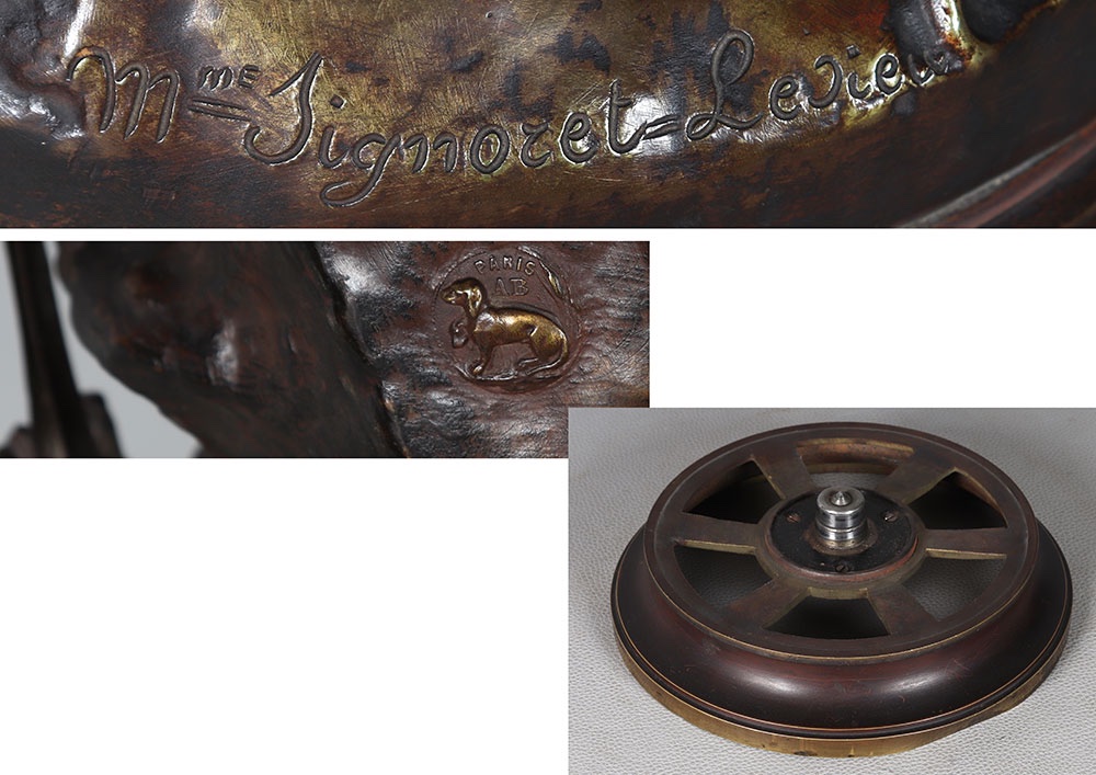 19th-century Bronze, 66 Cm, Lucienne Signoret Ledieu, Diana The Huntress At The Spring   -photo-2