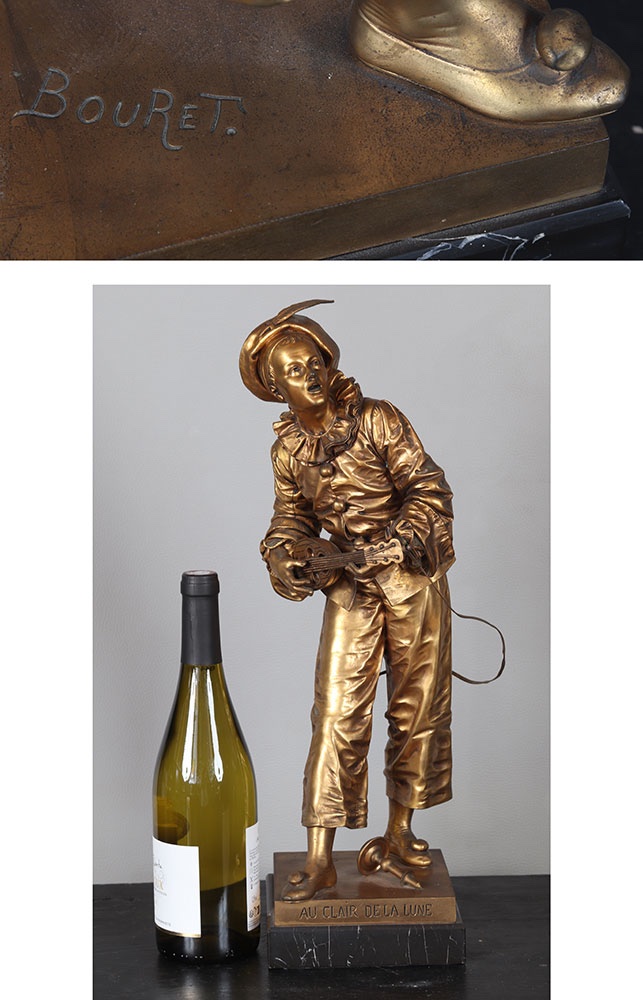 Bronze XIX°, 51 cm, Eutrope BOURET 1883/1906, Pierrot-photo-4
