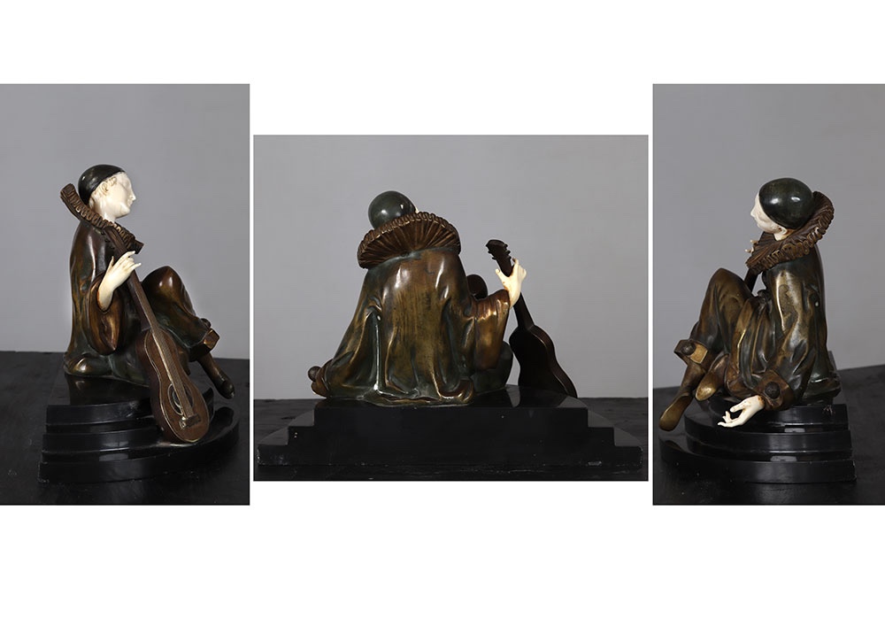 Alfred GILBERT 1854/1934, Art Déco, Chryséléphantine, Pierrot -photo-1