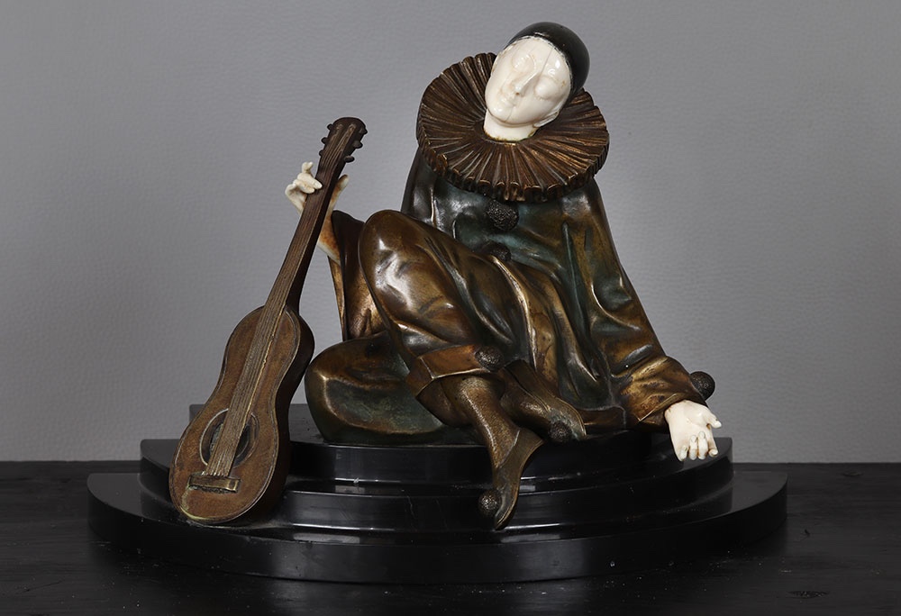 Alfred GILBERT 1854/1934, Art Déco, Chryséléphantine, Pierrot 