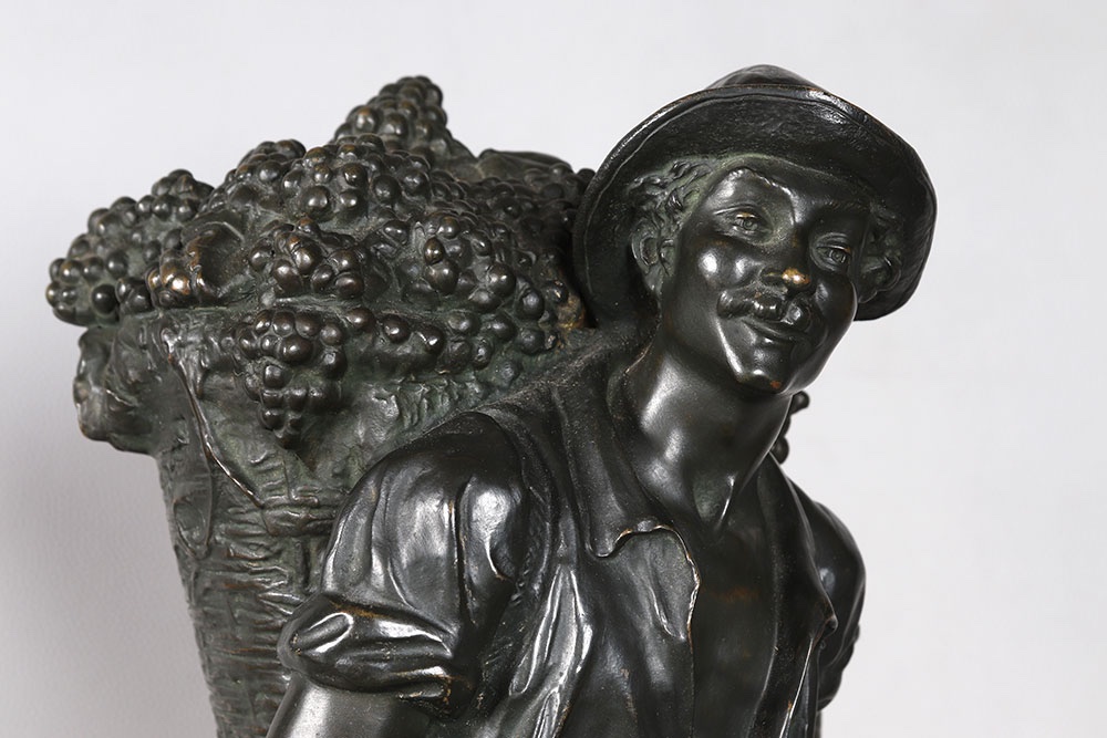 Bronze XIX ème, 73 cm, Jean-Louis GREGOIRE 1840 / 1890, Le vendangeur -photo-3