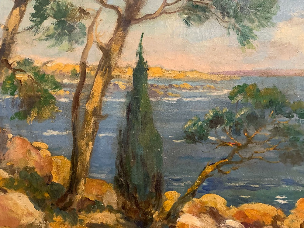 Côte d’Azur, 100 cm, signé : Charles BLONDIN , vers 1950, Provence, Marine-photo-2