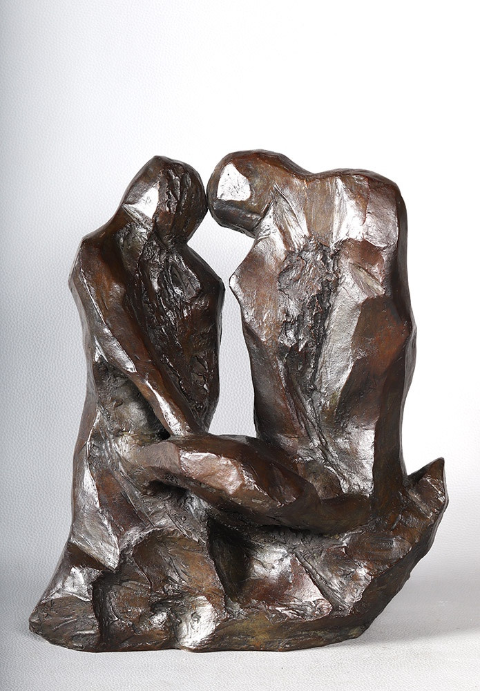 Bronze, Signed Martine Rouart, Granddaughter Of Paul Valéry, The Fishermen With Nets